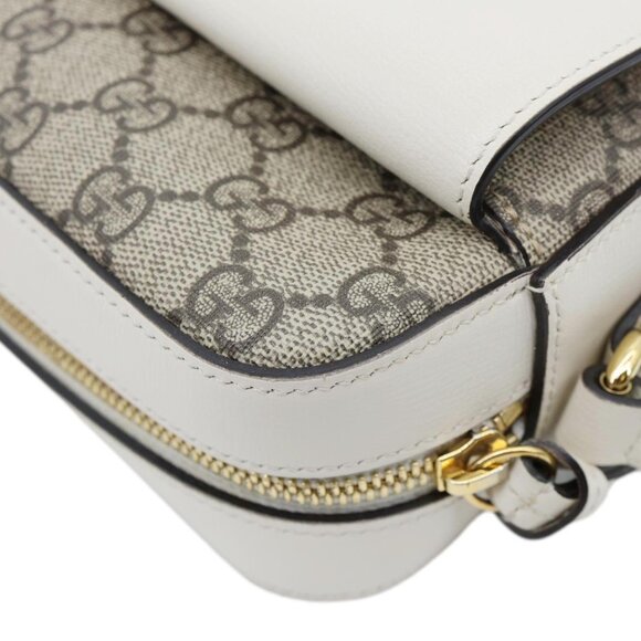 Gucci Horsebit 1955 Small GG Supreme Canvas Shoulder Bag White 645454 - Picture 7 of 15